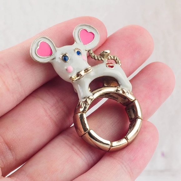 Gold-plated Crystal Mouse ring with adjustable sizes BOGO - Picture 10 of 16